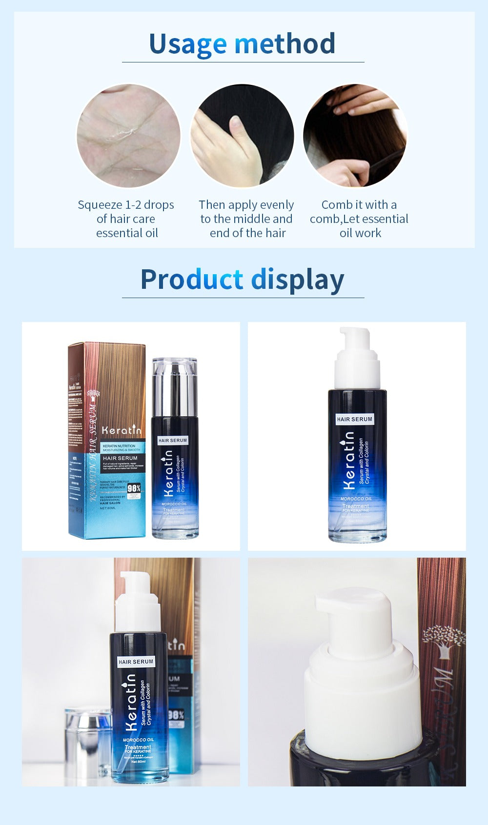 Keratin Hair Serum with Collagen & Morocco Oil